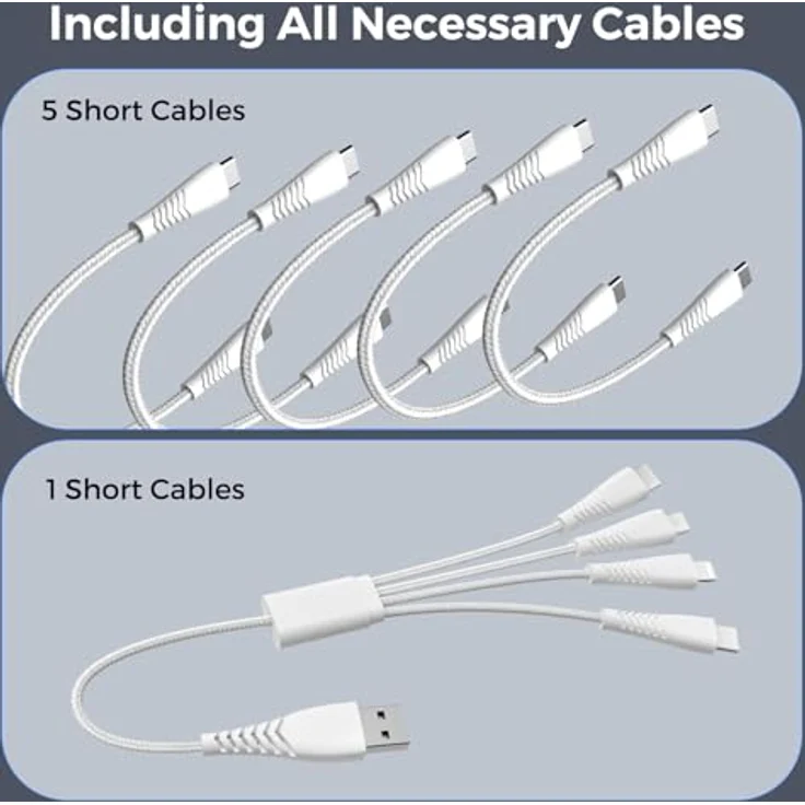 4smarts Ladestation Team 100W 5C/1A, Ladegerät für bis zu 9 Geräte, inkl. 5 USB-C-Kabel und 4in1-Kabel, Schnellladung, Silber – Bild 2