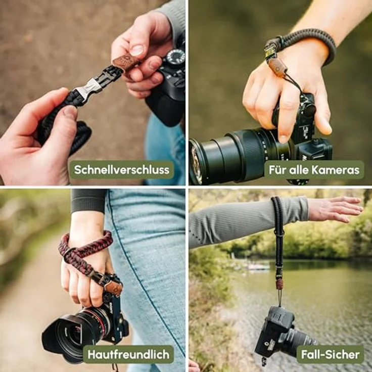 C-Rope Kamera Handschlaufe The Claw aus handgeflochtenem Paracord. Kameragurt mit Schnellverschluss-System, Braun – Bild 5