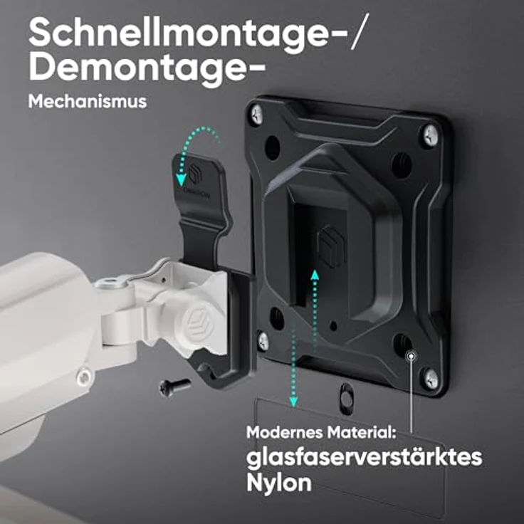 ONKRON G160-BW Monitor-Halterung für 2 Monitore 13-32 Zoll, neigbar, schwenkbar, drehbar, Gasdruckfeder, Kabelmanagement, Weiß – Bild 4