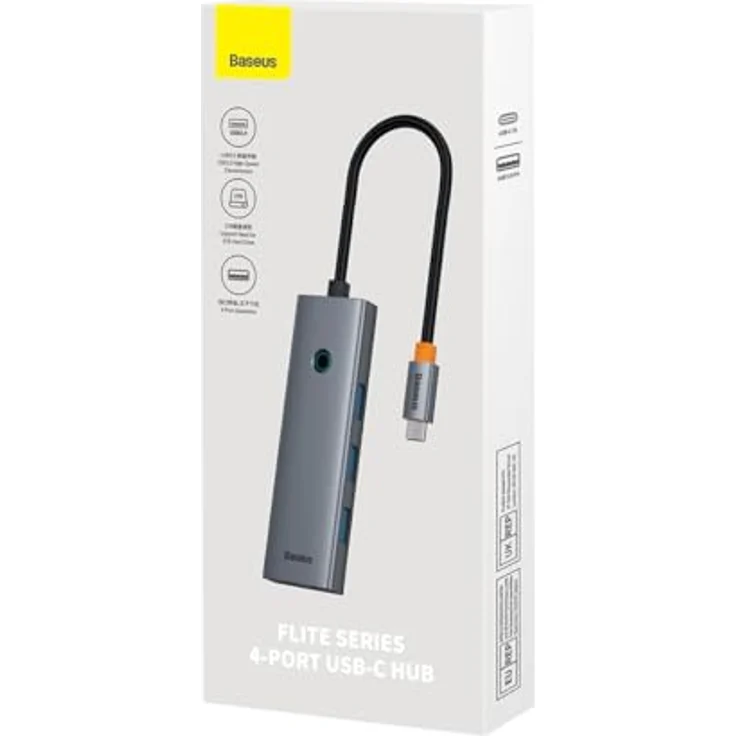 Baseus 4in1 Hub UltraJoy, USB-C zu USB 3.0 Hub mit 4 Ports und Datentransfer bis 5 Gbps, space grey – Bild 6