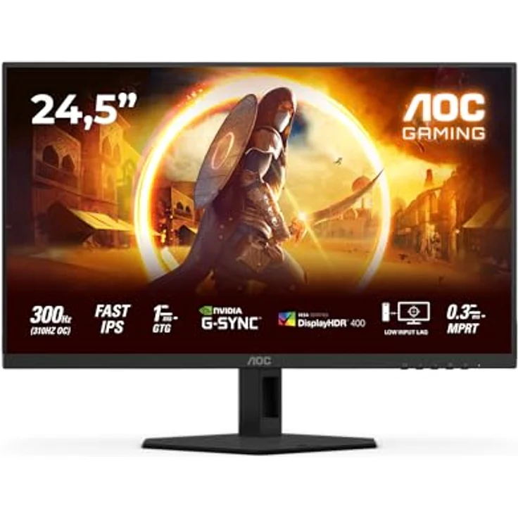 AOC Gaming 25G4SRE, 25 Zoll Full HD Monitor, 300 Hz, 1 ms, G-Sync kompatibel, HDR400, schwarz-rot – Bild 2