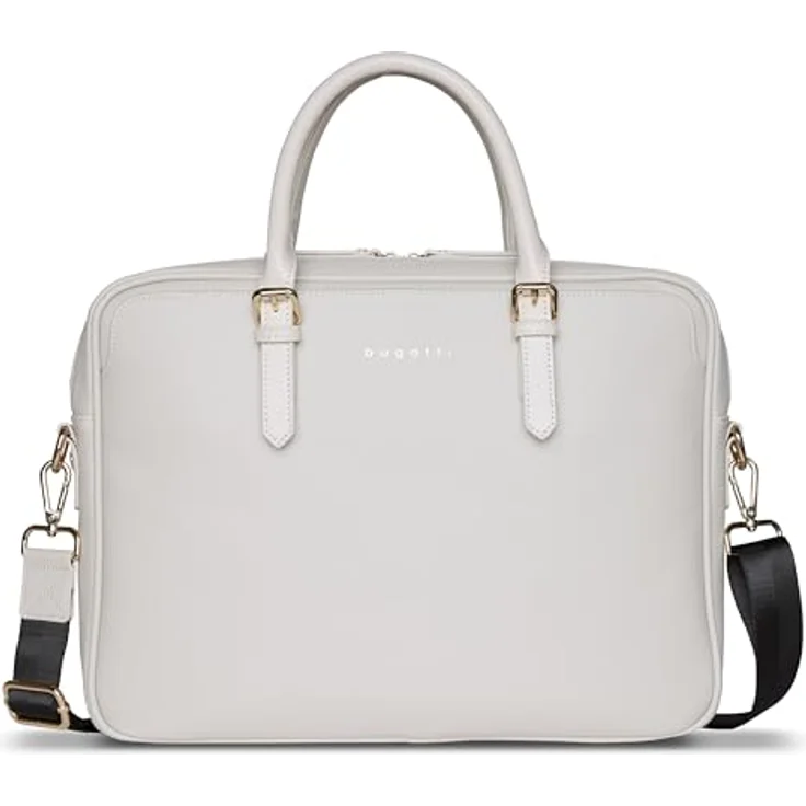 bugatti Ella Businesstasche 15", Saffiano-Art Kunstleder Aktentasche mit Laptopfach, beige, 38 x 6 x 27,5 cm, abnehmbarer Schultergurt – Bild 1