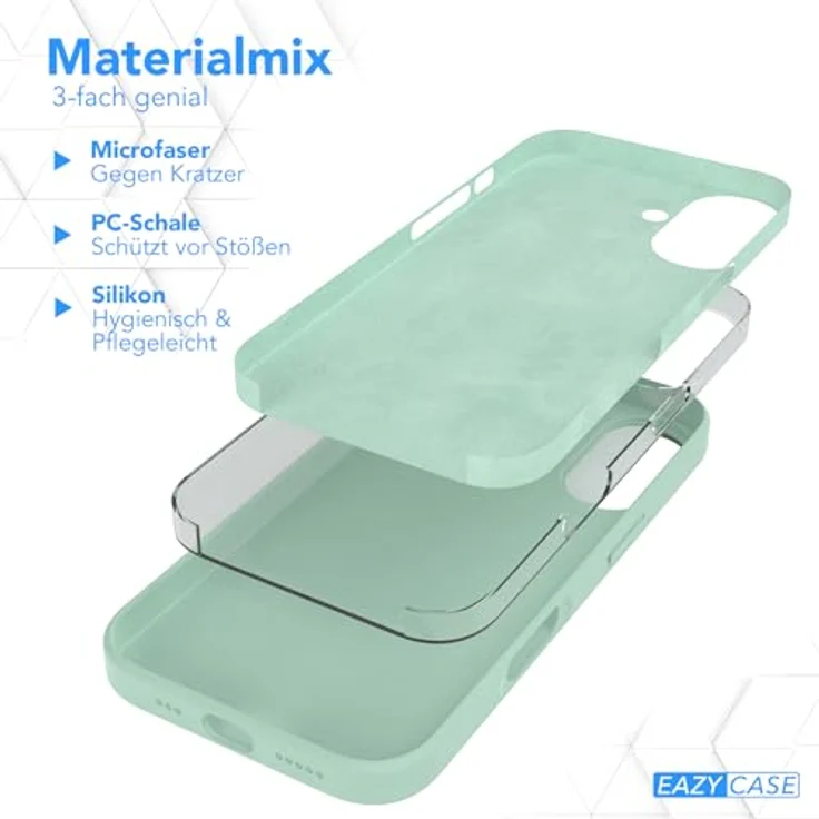 EAZY CASE Premium Silikon Handyhülle für iPhone 16, Slimcover mit Kameraschutz und Innenfutter, mint grün – Bild 5