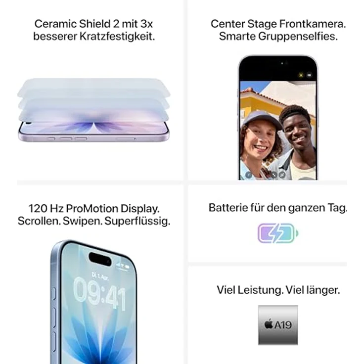 Apple iPhone 17 (256 GB, Lavender, 6.30", Dual SIM, 5G), Smartphone, Violett – Bild 4
