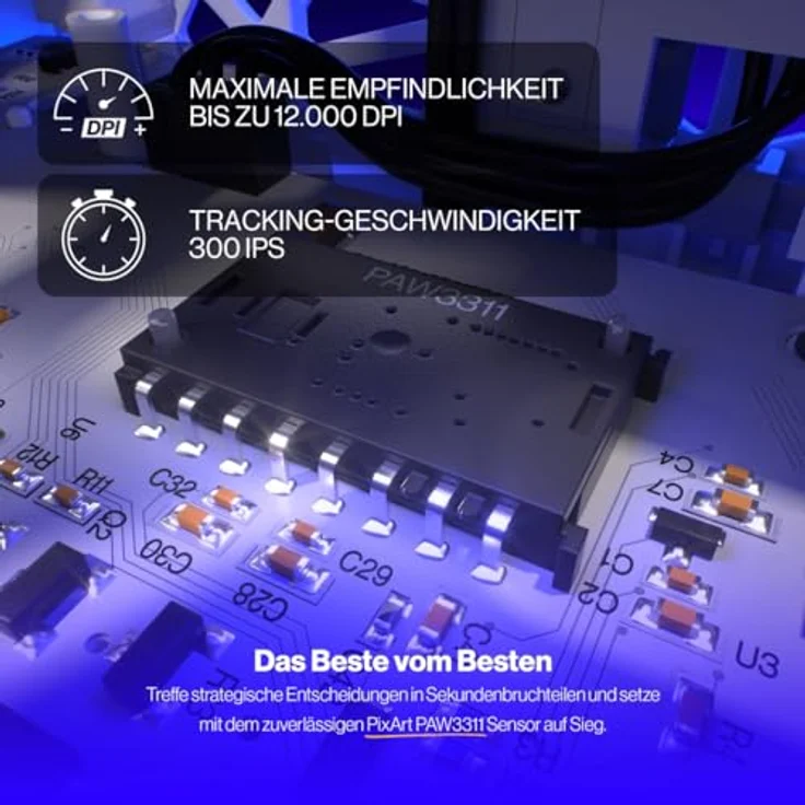 ENDORFY LIV Wireless Onyx White Gaming Maus, kabellos, Ultraleicht (69 g), 12.000 DPI, PixArt PAW3311, Kailh GM 4.0, 2.4GHz, BT, USB-A, ARGB-Hintergrundbeleuchtung – Bild 4