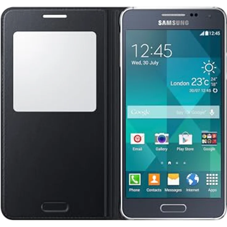 Samsung S-View Schutzhülle Flip Case Cover für Samsung Galaxy Alpha - Schwarz – Bild 5