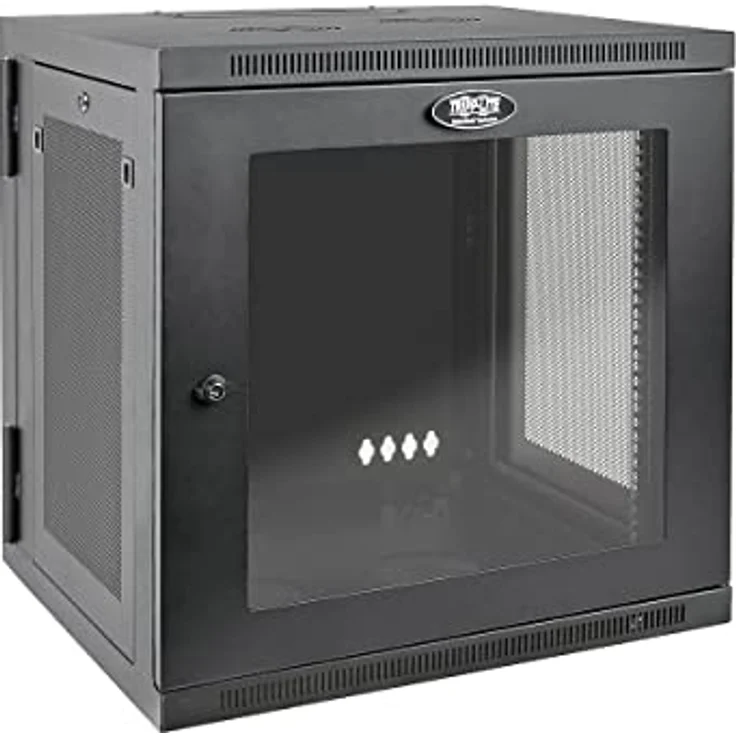 Tripp Lite SRW12USDPG SmartRack 12-HE-Schrank, transparentes Acrylglasfenster, aufklappbare Rückseite, Wandhalterung, schwarz – Bild 1