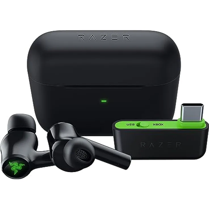 Razer Hammerhead HyperSpeed - Drahtlose Multiplattform-Gaming-Kopfhörer für Xbox (True Wireless Gaming Earbuds mit Razer HyperSpeed Wireless, Razer Chroma RGB und Bluetooth 5.3) Schwarz