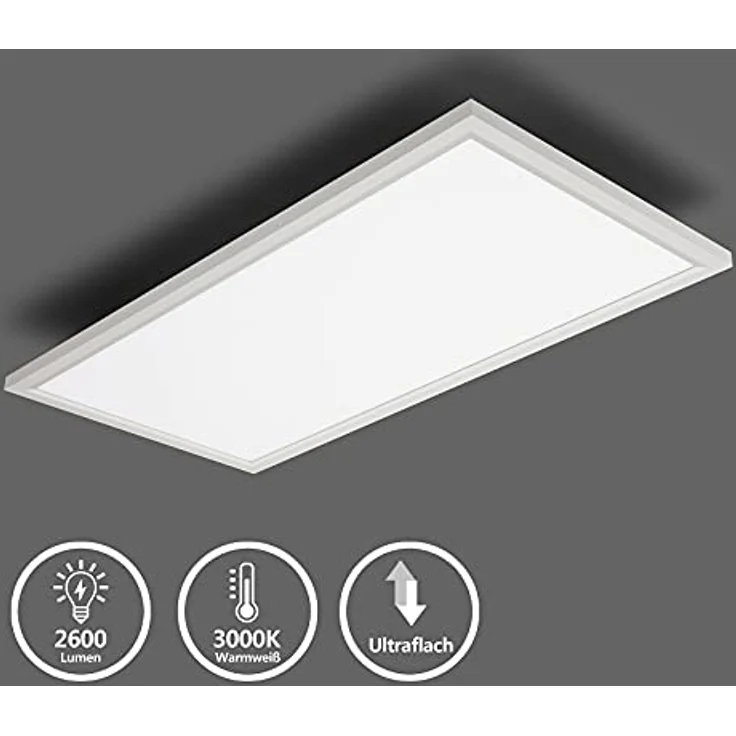 IMPTS LED Deckenleuchte 30x60cm, Neutralweiß 3000K, 27W, Schlankes Design für Wohnzimmer, Schlafzimmer, Keller, Küche - Weißer Rahmen – Bild 2