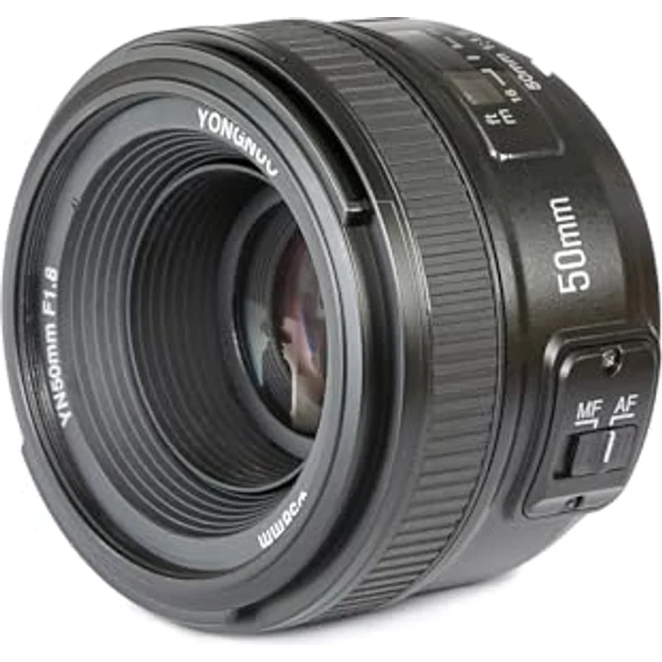 Yongnuo YN50 mm Nikon – Objektiv für Kameras DSLR (F-1.8, 58 mm, AF-MF), Schwarz – Bild 2