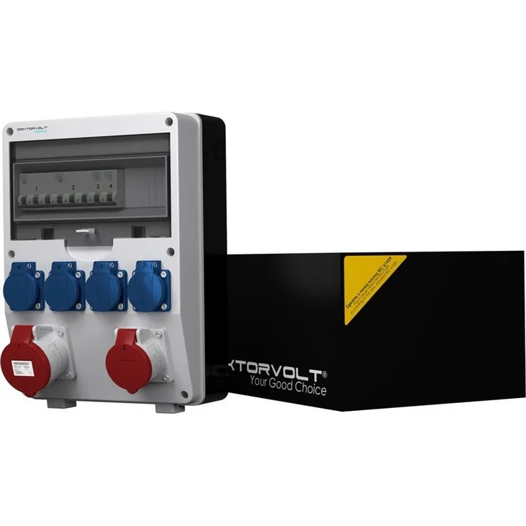 Doktorvolt Stromverteiler pTD-S 32A 16A 4x230V SIEMENS mit Mennekes Dosen Steckdosenverteiler, Premium Stromverteiler für Baustellen und Industriebetriebe, Doktorvolt