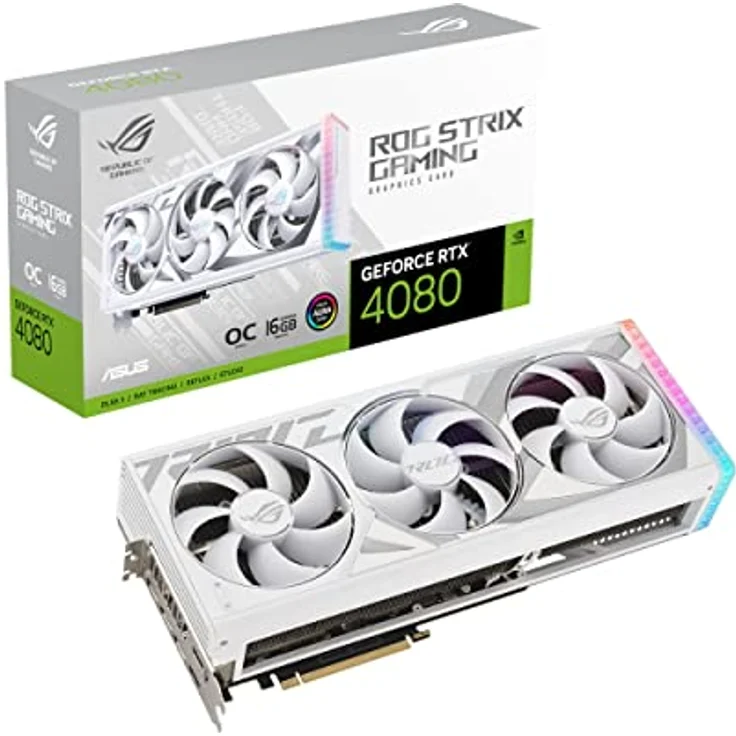 ASUS ROG Strix GeForce RTX 4080 16GB White OC Edition GDDR6X Gaming Grafikkarte (NVIDIA DLSS 3, PCIe 4.0, 16GB GDDR6X, 2x HDMI 2.1a, 3x DisplayPort 1.4a, weiß, ROG-STRIX-RTX4080-O16G-GAMING-WHITE) – Bild 1