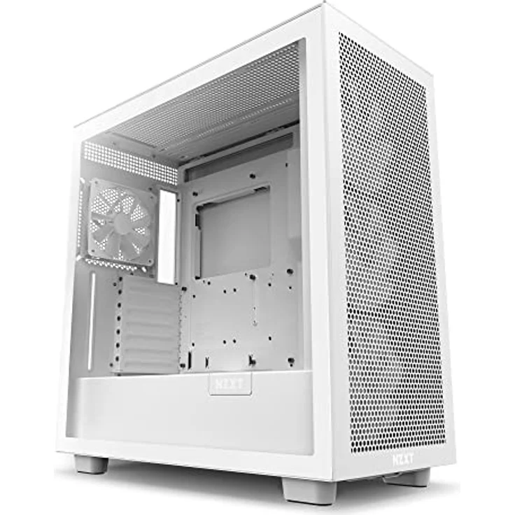 Nzxt H7 Flow RGB - CM-H71FW-R1 - ATX Mid-Tower Gaming PC-Gehäuse - USB-C Port - Mesh Front- & Tempered Glass Seitenteil - 3X F-Series 140mm Core RGB Fans inklusive - Wasserkühlung Ready - Weiß – Bild 2