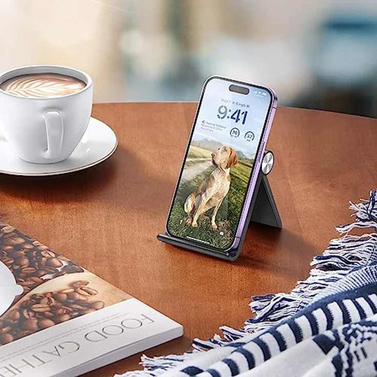 UGREEN Handy Ständer, klappbare Tischhalterung mit Multiwinkel-Einstellung, kompatibel mit iPhone 17/16/15, Galaxy S23 Ultra bis 7,9 Zoll, schwarz – Bild 3