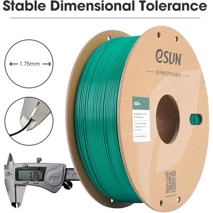 eSUN ASA+ Filament 1.75mm, Wetterbeständiges 3D-Druckmaterial, 1KG Spule (2.2 LBS), hohe Zwischenschichtfestigkeit, Grün – Bild 3