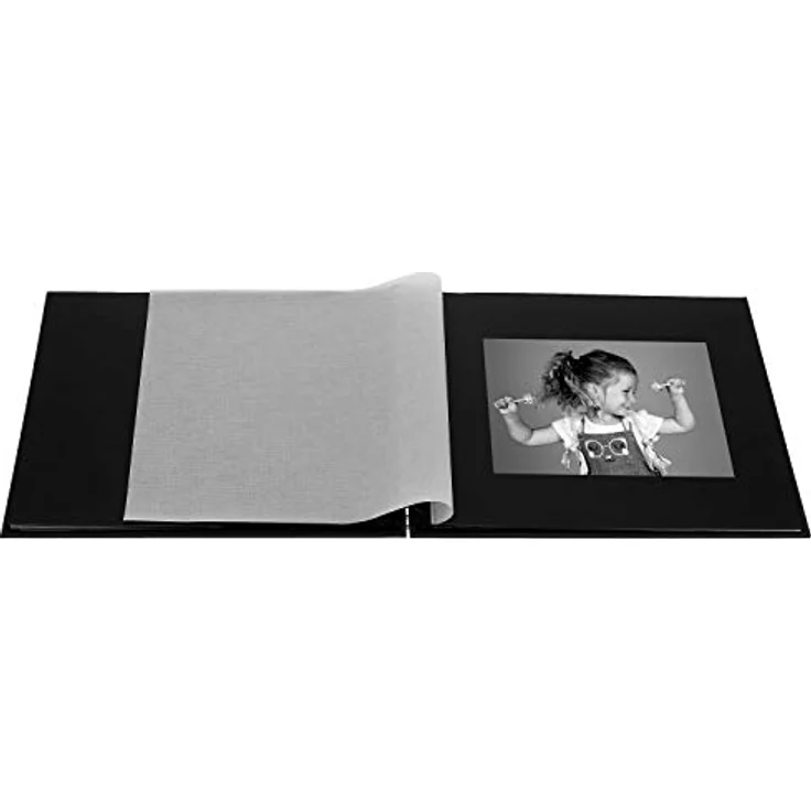 Hama Jumbo Fotoalbum, 36 x 32 cm, 50 schwarze Seiten, 25 Blatt, mit Ausschnitt für Bildeinschub, Fotobuch schwarz – Bild 4