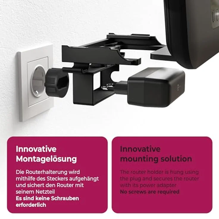 Mobilefox Wandhalterung Steckdosenhalterung für Telekom Speedport Smart 4 | 4 Plus | 4R Router, WLAN Halterung mit Kabelmanagement und einfacher Installation ohne Bohren – Bild 2