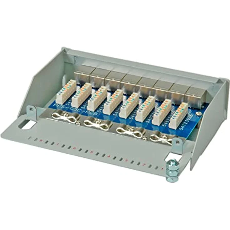 Roline 26.11.0304, 8 Port Netzwerk-Patchpanel CAT 5e, 1 HE, Wandmontage mit LSAplus-Schneidklemmtechnik und metallischen Kabelklemmen – Bild 3