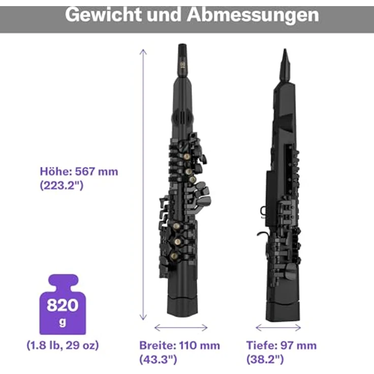 Yamaha YDS-120 Digitales Saxophon - 56 authentische Saxophon Klänge, Atemsensor, Lautstärkeregler, USB- und Kopfhöreranschluss, Schwarz – Bild 2
