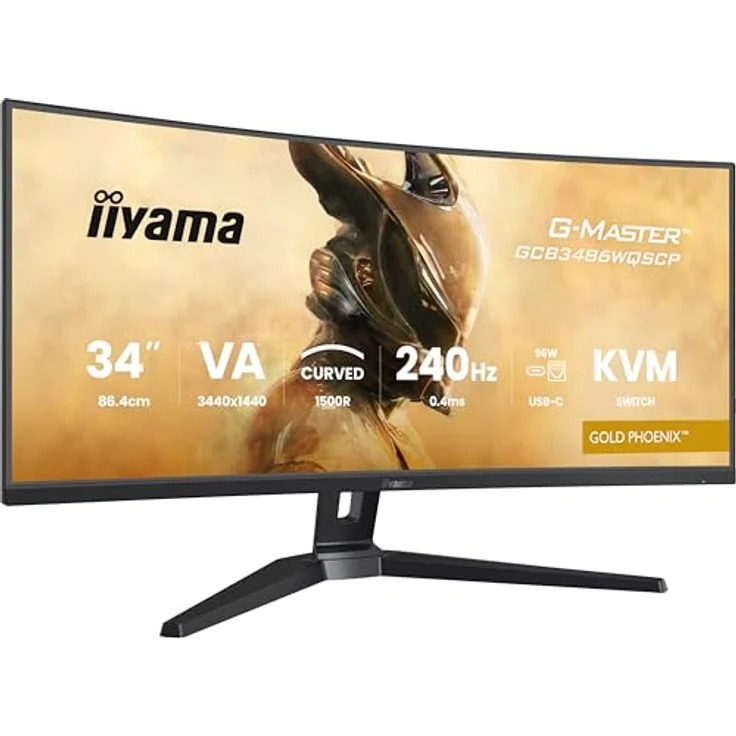 iiyama G-MASTER Gold Phoenix GCB3486WQSCP-B1, 34" Curved VA LED Gaming Monitor, 3440x1440 UWQHD, 240Hz, 0.4ms, KVM, HDR400, FreeSync Premium, höhenverstellbar – Bild 5