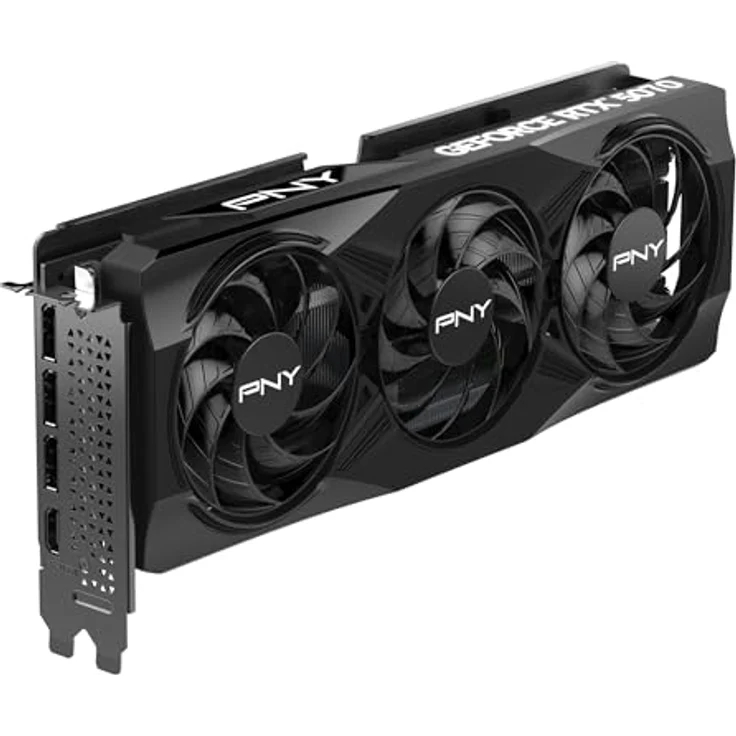 PNY GEFORCE RTX™ 5070 12GB Triple Fan Grafikkarte, DLSS 4, 6144 CUDA-Kerne, PCIe 5.0, Schwarz – Bild 2