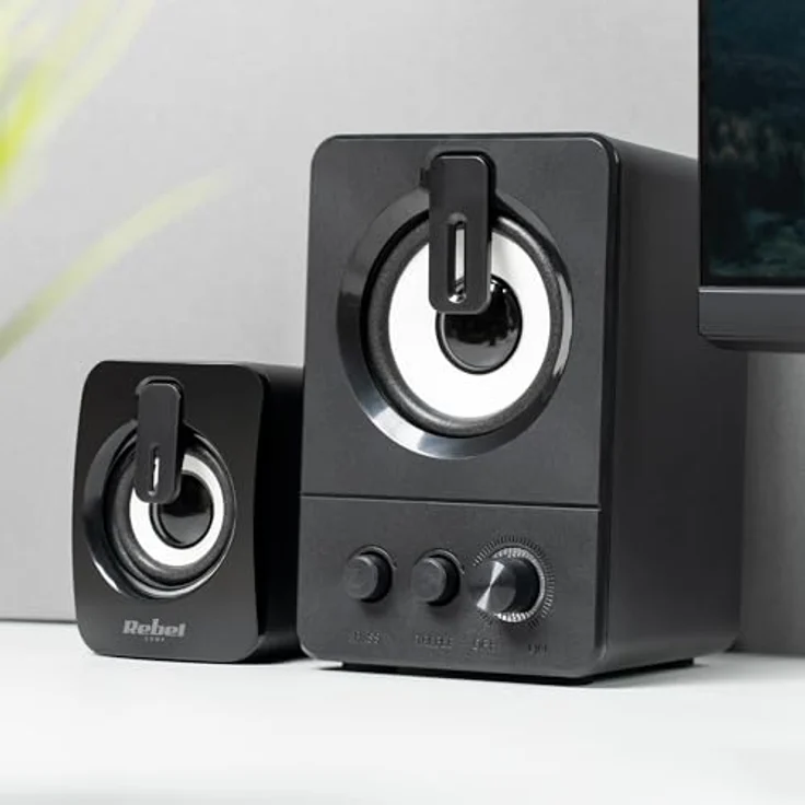 Rebel Comp CS-50 2.1 PC Lautsprecher-Set, USB, 11W, mit verstellbaren Lautstärke-, Bass- und Höhenreglern, Schwarz – Bild 6
