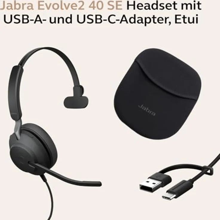 Jabra Evolve2 40 SE, schnurgebundenes Mono Headset mit USB-C/A, zertifiziert für UC-Plattformen, hohe Geräuschunterdrückung und komfortable Passform – Bild 8