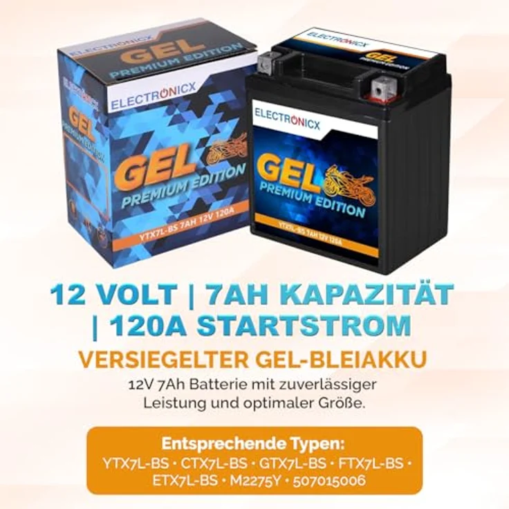 Electronicx Extreme Edition GEL Motorradbatterie 7Ah 12V, wartungsfrei, rüttelfest, auslaufsicher für Motorrad, Roller und Quad – Bild 5