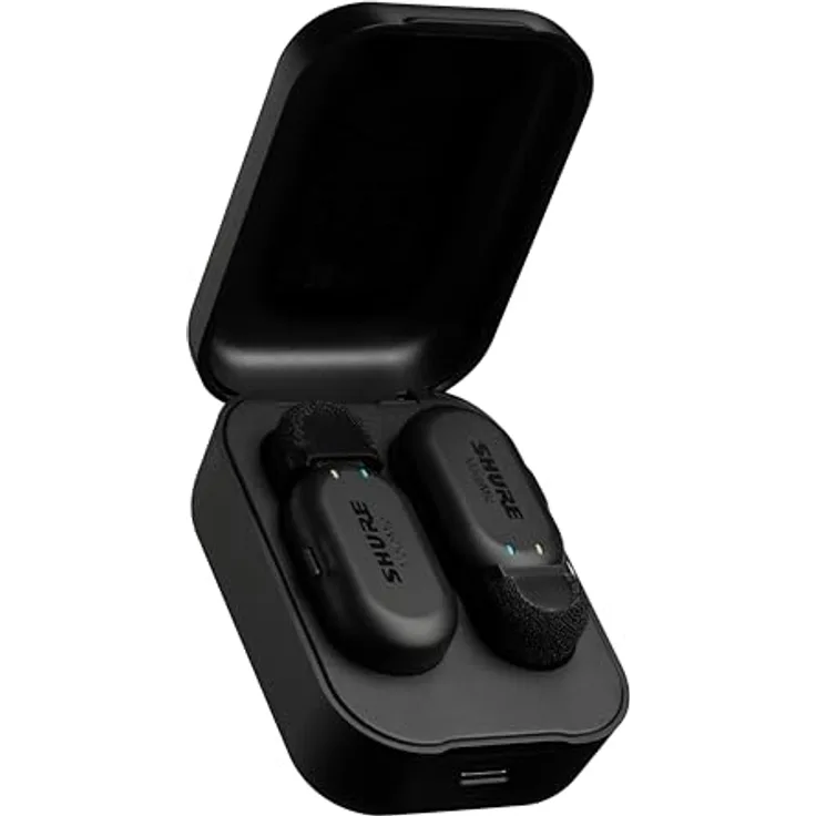 Shure MoveMic Two-Professonelle Funk-Ansteckmikrofone für iPhone & Android, 2 Bluetooth Mini Mics, 24 Stunden Ladezeit, Schnelles Setup, IPX4, Kompakte & tragbare Ansteckmikros (MV-TWO-Z6)