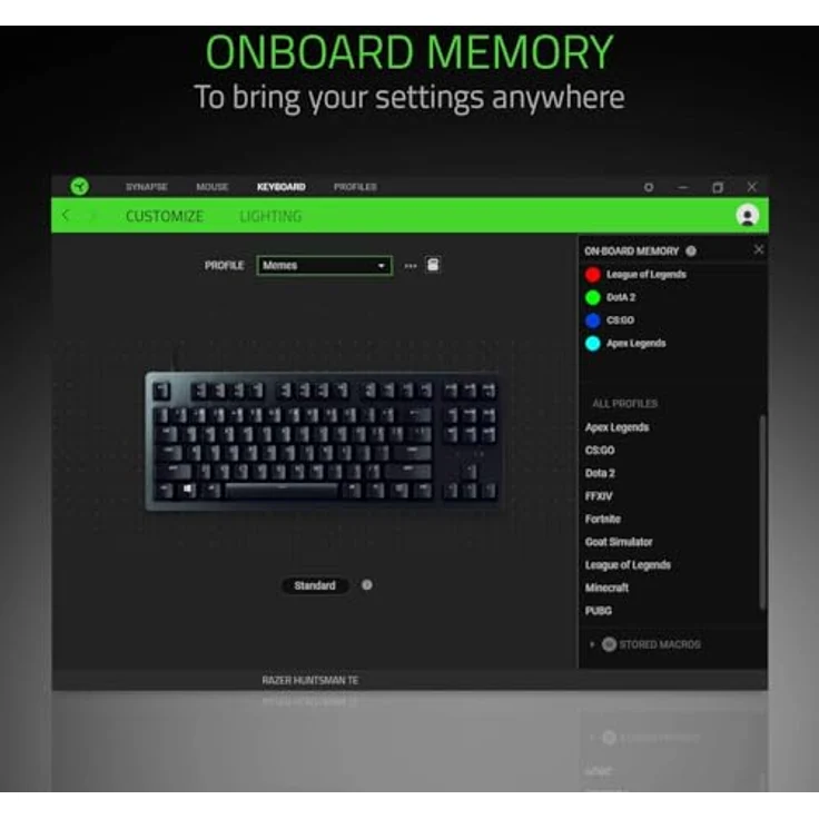 Razer Huntsman TE TKL Gaming Tastatur: Kompakte Mechanische Gaming Tastatur mit den schnellste Linear Optical Tasten, PBT-Tastenkappen (RGB, Intl. US Layout QWERTY) – Bild 5