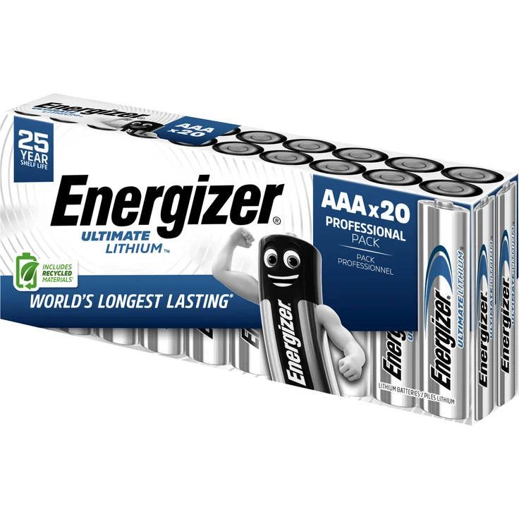 Energizer Ultimate Lithium L92-AAA-FR03-Micro, 20er Pack, Hochleistungsbatterien für High-Tech-Geräte, extrem leicht und langlebig – Bild 1