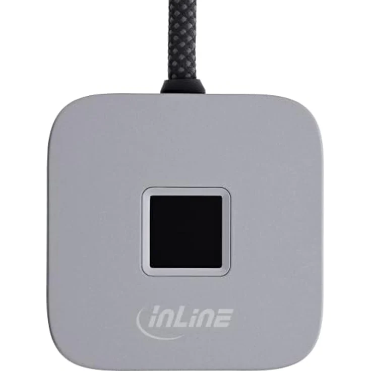 InLine® USB Fingerabdruckscanner mit Hub, Windows Hello, 1,5 m, silber, 10 Fingerabdrücke, Plug-and-Play, hohe Datensicherheit – Bild 4