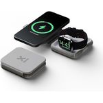 Xtorm 15W Faltbares Drahtloses Ladegerät, 2-in-1, Superschnelle drahtlose Lademöglichkeiten, Stilvolles Design, Grau