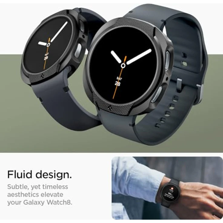 Spigen Liquid Air Hülle für Samsung Galaxy Watch 8 44mm (2025), TPU mit erhöhtem Displayschutz, Matt Schwarz – Bild 4