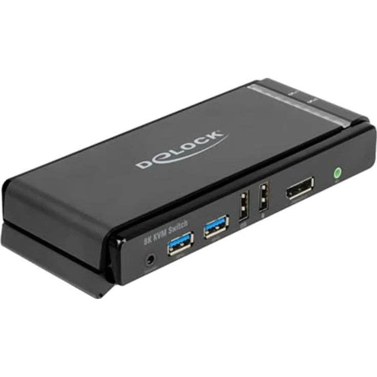 Delock KVM Switch, KVM Switch für 2 Computer mit DisplayPort-Ausgang, Schwarz, USB 2.0 und 5 Gbps Anschlüsse, MST Unterstützung – Bild 1