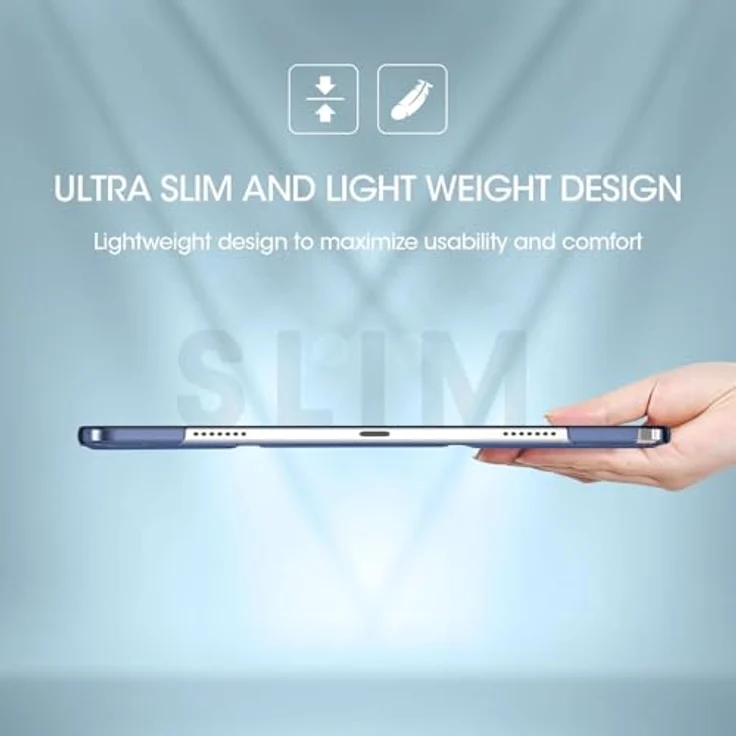 ProCase Hülle für Samsung Galaxy Tab A9+ / A9 Plus 11 Zoll 2023 (SM-X210), Dünn Leicht Smart Cover mit Translucent Frosted Rückseite - Navy – Bild 5