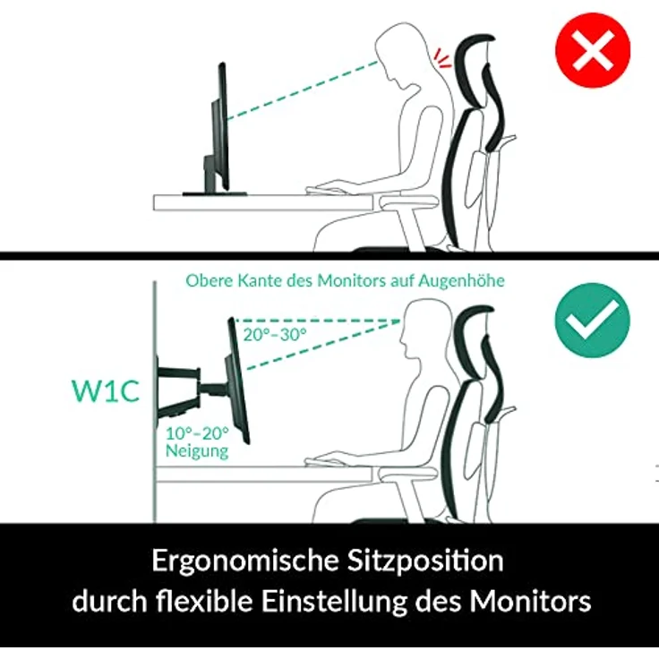 ARCTIC W1C - Monitor-Wandhalterung mit beweglichem Gelenkarm, für bis zu 43''-49'' Ultrawide, integrierte Kabelführung, mitgelieferte Wasserwaage für einfache Montage - Schwarz – Bild 7