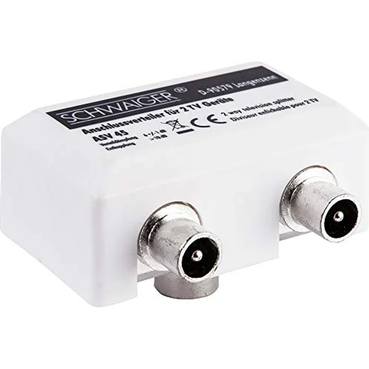 SCHWAIGER -ASV45 532- Breitband Aufsteckverteiler 2-Fach TV für Kabel- und Antennenanlagen- 1x IEC-Buchse > 2X IEC Stecker-weiß – Bild 2