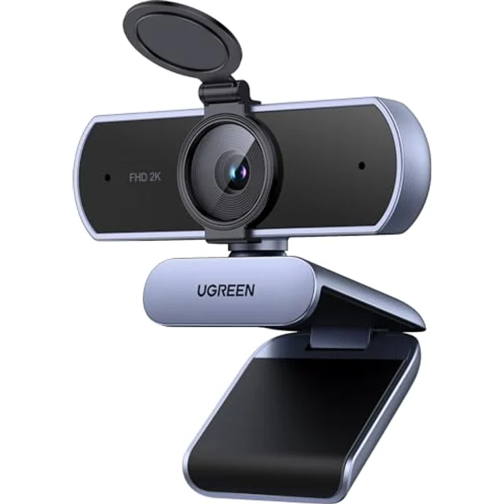 UGREEN Webcam 2K, USB A Webcam mit Mikrofon, 80° Sichtfeld, automatischer Lichtkorrektur, Privacy Cover, Stereo-Sound, Plug & Play für Windows/MacOS/Zoom/Skype – Bild 1