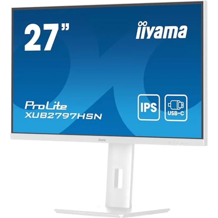 iiyama Prolite XUB2797HSN-W2 68,5cm 27" IPS LED-Monitor Full-HD 100Hz HDMI DP-in/Out DaisyChain USB3.2 USB-C Dock 65W LAN Slim-Line Höhenverstellung Pivot AdaptiveSync weiß – Bild 5