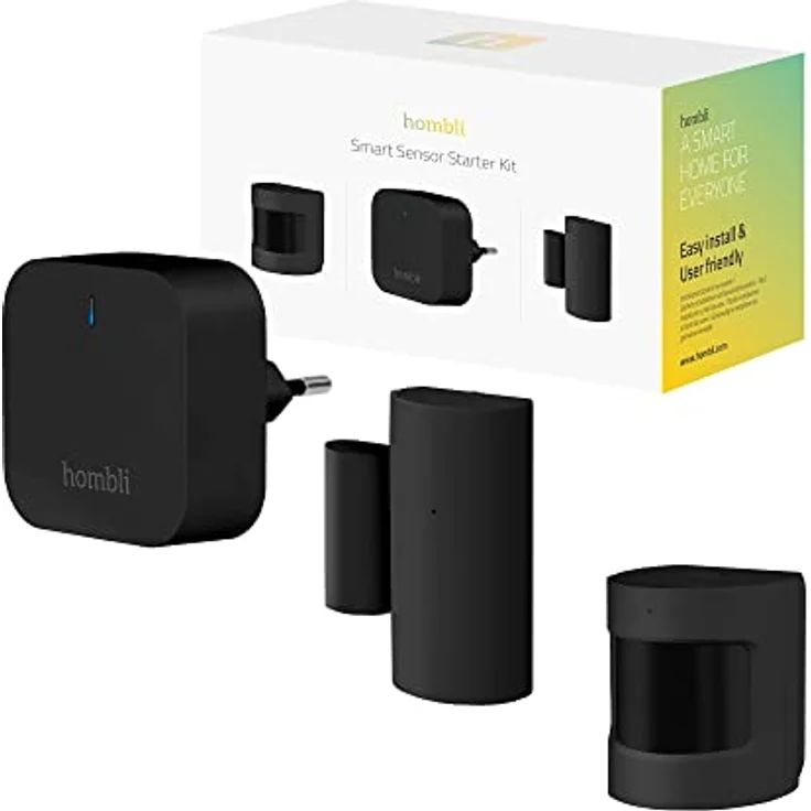 Hombli Smart Sensor Set, kabelloser Bewegungsmelder, kabelloser Tür- und Fenstersensor und Hub für kabellose Sensoren, batteriebetrieben, Push-Benachrichtigung auf Ihrem Smartphone, schwarz – Bild 1