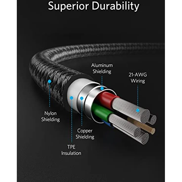 Anker 331 USB-C to Lightning Cable (Nylon), 3 m, schwarz (A8624011) – Bild 6