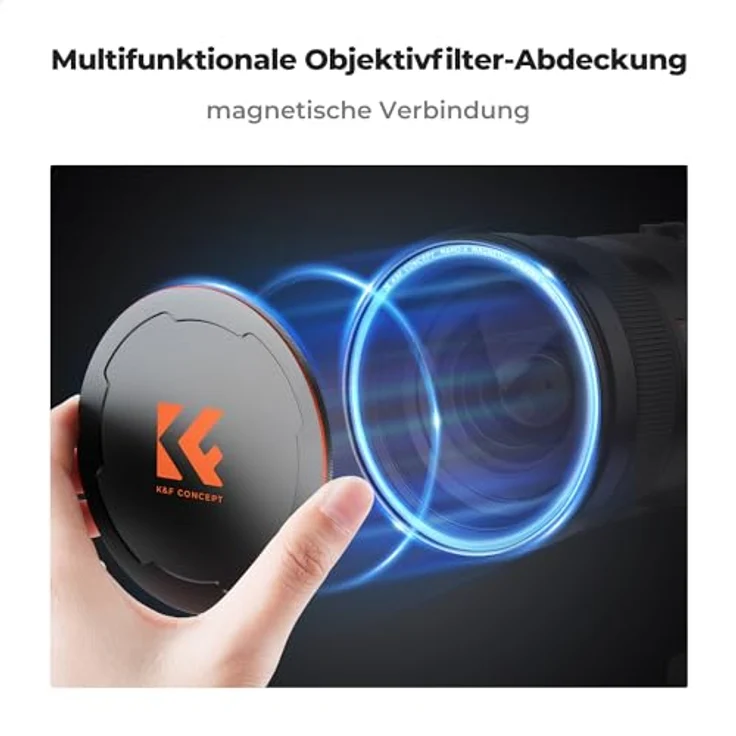 K&F Concept 2-in-1 Magnetic Metall Objektivdeckel mit Gewinde, 86mm, kompatibel mit K&F Concept Magnetischen Filtern und universellen Objektiven – Bild 2