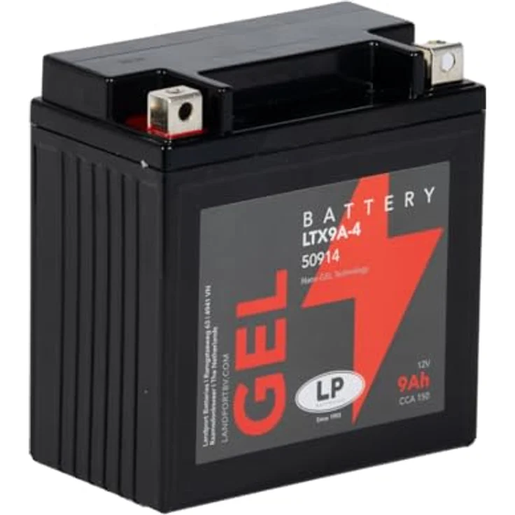 Landport MG LTX9A-4 Motorradbatterie, 12V 9Ah Gel-Batterie mit 150A Kaltstartstrom, wartungsfrei und auslaufsicher – Bild 2