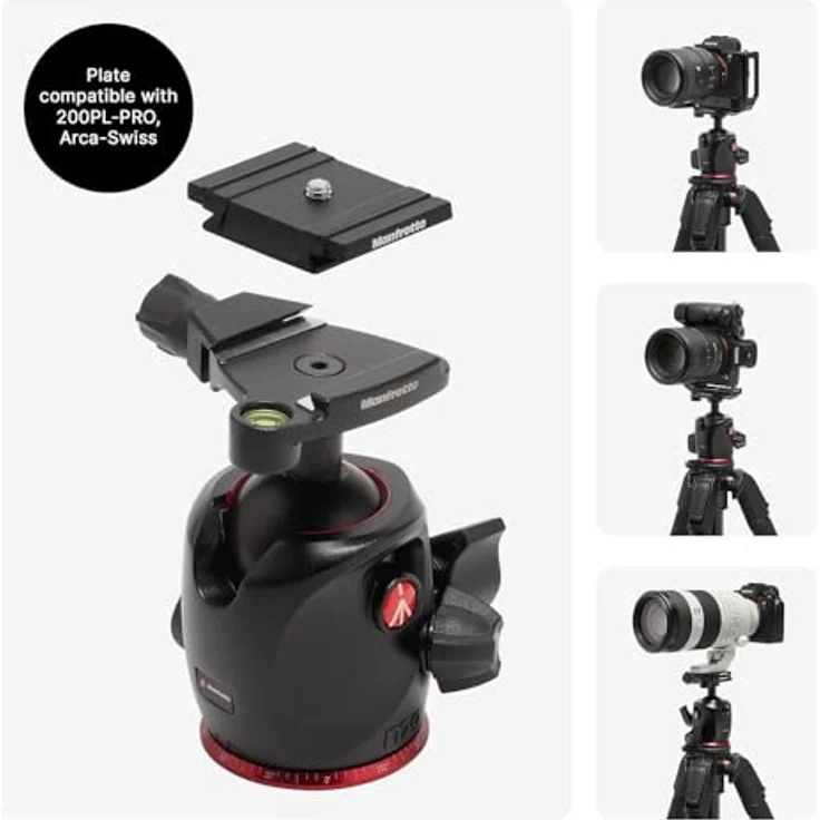 Manfrotto 055XPRO AS, 3-teiliges Aluminium-Kamerastativ Kit mit XPRO-Kugelkopf, 15 kg Tragkraft, Arca-Swiss-Platte, für DSLR/spiegellose Kamera – Bild 3