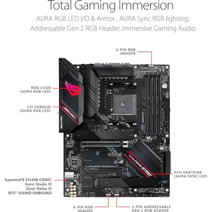ASUS ROG STRIX B550-F GAMING WIFI II, ATX Motherboard mit AMD AM4 Sockel, PCIe 4.0, 128 GB max. RAM, Wi-Fi 6E, 2.5 Gb Ethernet – Bild 2