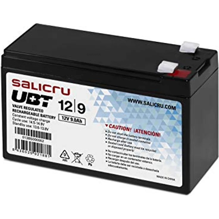 Salicru UBT 12V/9Ah, wiederaufladbare Blei-Säure-Batterie für USV-Systeme, wartungsfrei, schwarz – Bild 1