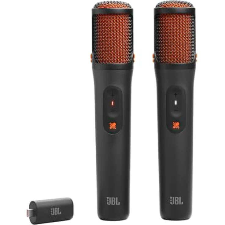 JBL EasySing Mics, 2 kabellose KI-Karaoke-Mikrofone mit Echtzeit-Gesangsentfernung und USB-C-Dongle, Schwarz – Bild 1