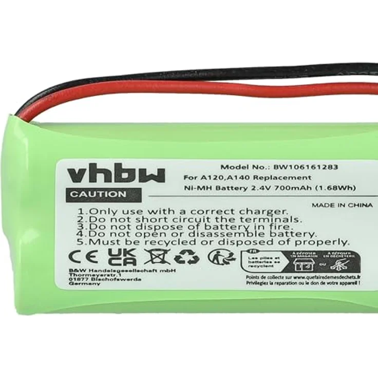 VHBW NiMH Akku 700 mAh (2,4 V), geeignet für Telefon, Festnetz Siemens Gigaset A12, A14, A24, A26, A145, A260, AS140, AL4H, Q063, Uni Versum CL15, SL15 – Bild 6
