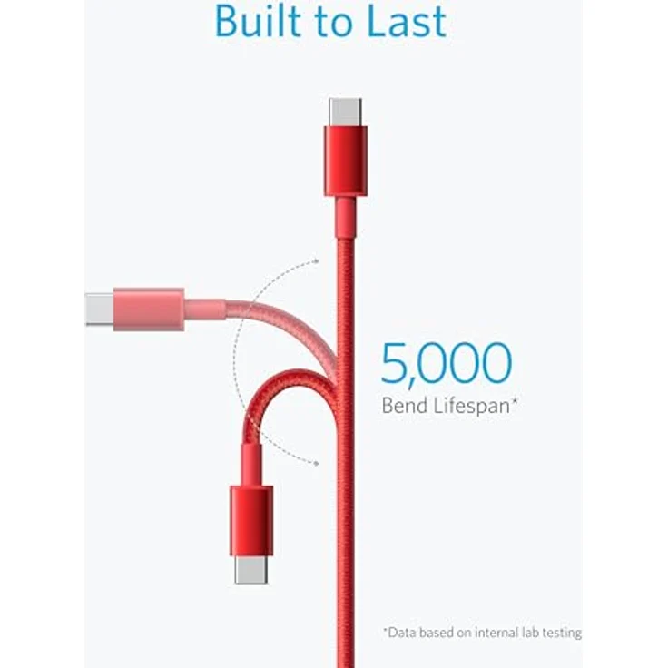 Anker 2 Pack New Nylon USB C to USB C Cable, 1,8 m, rot (B8753091) – Bild 3